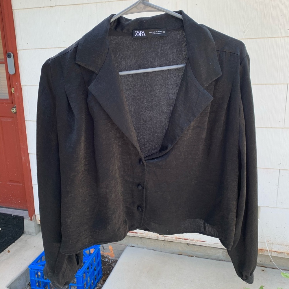 ZARA Silk Blouse Black